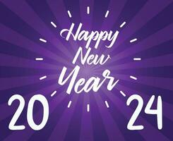 2024 glücklich Neu Jahr abstrakt Weiß Design Urlaub Vektor Logo Symbol Illustration mit lila Hintergrund