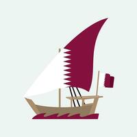 Katar Dhau ist ein arabisch Schiff allgemein mit einer Mast und benutzt zum Handel Waren und manchmal Transportieren Sklaven, Jahrgang Linie Zeichnung oder Gravur Illustration. vektor