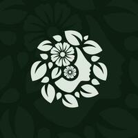 ansikte kvinnor silhuett botanisk prydnad logotyp design vektor