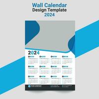 1-sida vägg kalender 2024 vektor