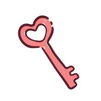 Vektor Tür Schlüssel mit Herz geformt Schlüsselhalter Hand gezeichnet Gliederung Gekritzel Symbol
