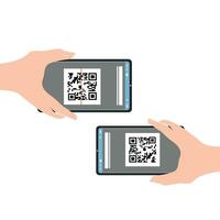 Scannen Barcode oder kontaktlos Zahlung mit Handy, Mobiltelefon Telefon über qr Code Scannen App Grafik Design vektor