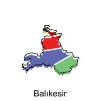 Karte Stadt von Balikesir Design, Vektor Vorlage mit Gliederung Grafik skizzieren Stil isoliert auf Weiß Hintergrund