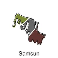 Karte Stadt von samsun Design, Vektor Vorlage mit Gliederung Grafik skizzieren Stil isoliert auf Weiß Hintergrund