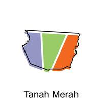 Karte Stadt von Tanah Merah Vektor Design, Malaysia Karte mit Grenzen, Städte. Logo Element zum Vorlage Design