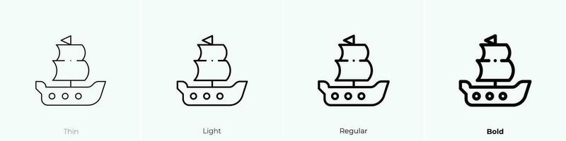 Schiff Symbol. dünn, Licht, regulär und Fett gedruckt Stil Design isoliert auf Weiß Hintergrund vektor