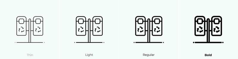 Recycling Symbol. dünn, Licht, regulär und Fett gedruckt Stil Design isoliert auf Weiß Hintergrund vektor