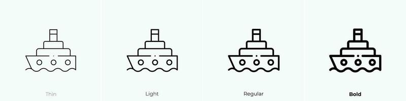 Schiff Symbol. dünn, Licht, regulär und Fett gedruckt Stil Design isoliert auf Weiß Hintergrund vektor