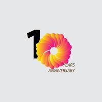 10 Jahre Jubiläumsfeier Vektor Vorlage Design Illustration