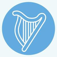 ikon harpa. relaterad till celtic symbol. blå ögon stil. enkel design redigerbar. enkel illustration vektor