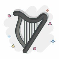 Symbol Harfe. verbunden zu keltisch Symbol. Comic Stil. einfach Design editierbar. einfach Illustration vektor