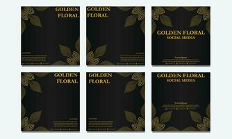 einstellen von golden Blumen- Sozial Medien Vorlage. geeignet zum Sozial Medien Post, Netz Banner, Startseite und Karte vektor