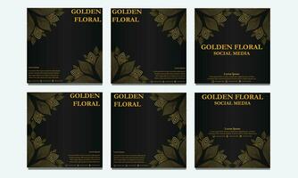 einstellen von golden Blumen- Sozial Medien Vorlage. geeignet zum Sozial Medien Post, Netz Banner, Startseite und Karte vektor