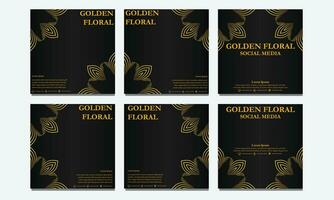 einstellen von golden Blumen- Sozial Medien Vorlage. geeignet zum Sozial Medien Post, Netz Banner, Startseite und Karte vektor