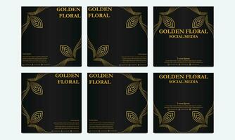 einstellen von Luxus golden Blumen- Sozial Medien Vorlage. geeignet zum Sozial Medien Post, Netz Banner, Startseite und Karte vektor