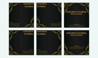 einstellen von Luxus golden Blumen- Sozial Medien Vorlage. geeignet zum Sozial Medien Post, Netz Banner, Startseite und Karte vektor