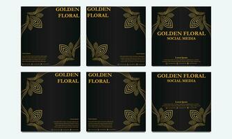 einstellen von Luxus golden Blumen- Sozial Medien Vorlage. geeignet zum Sozial Medien Post, Netz Banner, Startseite und Karte vektor