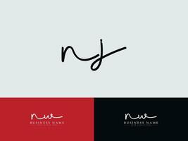 stilvoll Unterschrift NJ Logo Kunst, modern NJ Logo Brief Design zum Geschäft vektor