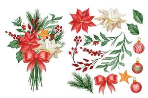 jul blomma krans Lycklig ny år blommig ClipArt vektor