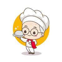 süß Großvater Koch Karikatur. Opa Kochen Logo Vektor Kunst. Menschen Essen Symbol Konzept. Restaurant und hausgemacht kulinarisch Logo