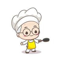 söt farfar kock tecknad serie. morfar matlagning logotyp vektor konst. människor mat ikon begrepp. restaurang och hemlagad kulinariska logotyp