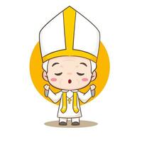 süß Papst Karikatur Charakter. glücklich lächelnd katholisch Priester Maskottchen Charakter. Christian Religion Konzept Design. isoliert Weiß Hintergrund. Vektor Kunst Illustration.