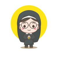 söt nunna tecknad serie karaktär. kristen och katolik religion begrepp design. yrke illustration. förtjusande chibi stil vektor
