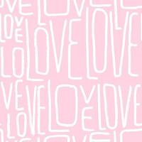 sömlös mönster med hand dragen brev. kärlek inskrift. barn teckning stil. rosa och vit manus skriven med en borsta. handskriven textur för hjärtans dag. geometrisk mönster med typografi vektor