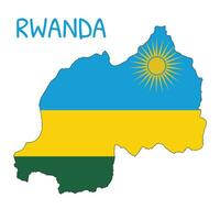 rwanda nationell flagga formad som Land Karta vektor