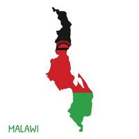 Malawi National Flagge geformt wie Land Karte vektor