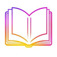 öffnen Buch Vektor Symbol mit Regenbogen Gradient Schlaganfall isoliert auf Weiß Hintergrund.