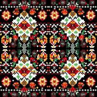 geometrisch ethnisch Muster, Kreuz Stich, Pixel Muster, Design zum Kleidung, Stoff, Hintergrund, Hintergrund, Verpackung, Batik, Strickwaren, Stickerei Stil, aztekisch geometrisch Kunst Ornament drucken vektor