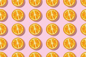 Scheiben von frisch Orange Sommer- auf Rosa Hintergrund. nahtlos Muster. Vektor Illustration.