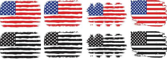 uppsättning av USA grange flagga, USA flagga silhuett vektor