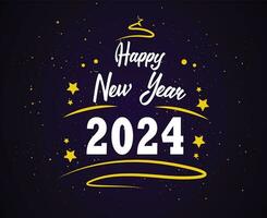 2024 glücklich Neu Jahr Urlaub Design Gelb und Weiß abstrakt Vektor Logo Symbol Illustration mit lila Hintergrund