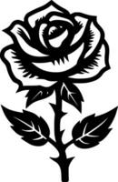 Rose - - schwarz und Weiß isoliert Symbol - - Vektor Illustration