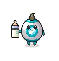 Baby-Rakete-Cartoon-Figur mit Milchflasche vektor