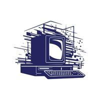 Logo von Computer Symbol Vektor Silhouette isoliert Design Desktop Konzept