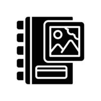 Fotobuch Glyphe Symbol. Vektor Symbol zum Ihre Webseite, Handy, Mobiltelefon, Präsentation, und Logo Design.