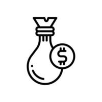 Geld Tasche Linie Symbol. Vektor Symbol zum Ihre Webseite, Handy, Mobiltelefon, Präsentation, und Logo Design.