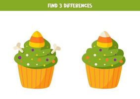 Finde 3 Unterschiede Halloween Cupcake2 vektor