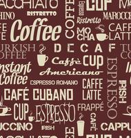 Nahtlose Fliese des Hintergrundes von Kaffeewörtern und -symbolen vektor