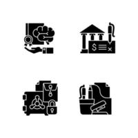 Schwarze Glyphensymbole für geistiges Eigentum des Unternehmens auf weißem Raum vektor