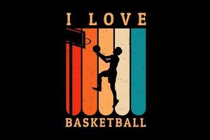 Ich liebe Basketball-Silhouette-Design vektor