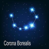 stjärnbilden corona borealis stjärna på natthimlen. vektor