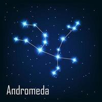 das Sternbild Andromeda am Nachthimmel. vektor