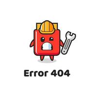 Fehler 404 mit dem süßen Pommes-Maskottchen vektor