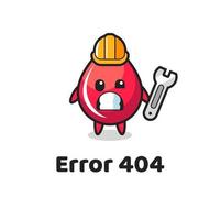 Fehler 404 mit dem süßen Blutstropfen-Maskottchen vektor