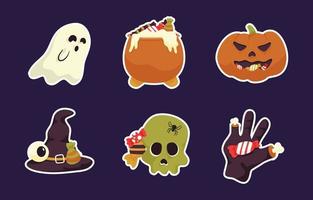 Stickerpack mit Halloween-Elementen vektor