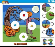 Match Pieces-Spiel mit Cartoon-Halloween-Figuren vektor